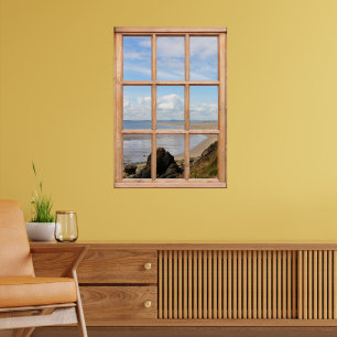 Rocks and Sea View from a Window Poster