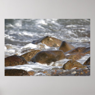 Rocks and Waves in Rhode Island Poster