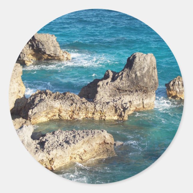 Rocks at Horseshoe Beach Classic Round Sticker (Front)