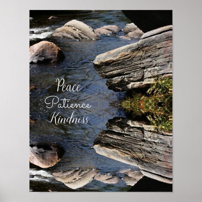 Rocks In Stream Nature Abstract Inspirational  Poster (Front)