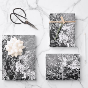 Rocks in the sea, above view 2 wrapping paper sheet