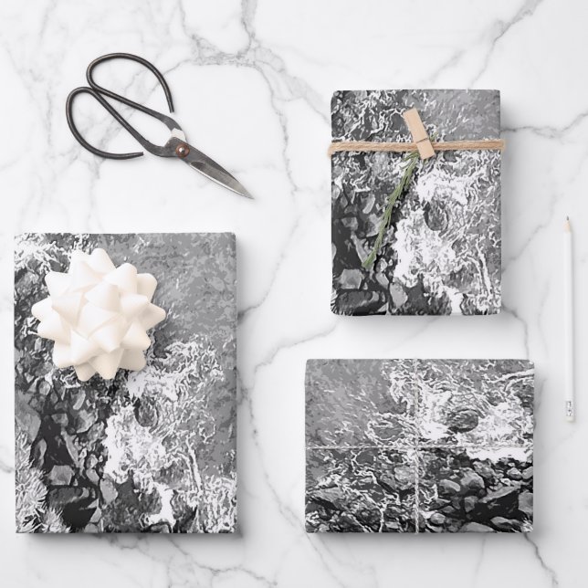 Rocks in the sea, above view 2 wrapping paper sheet (Front)