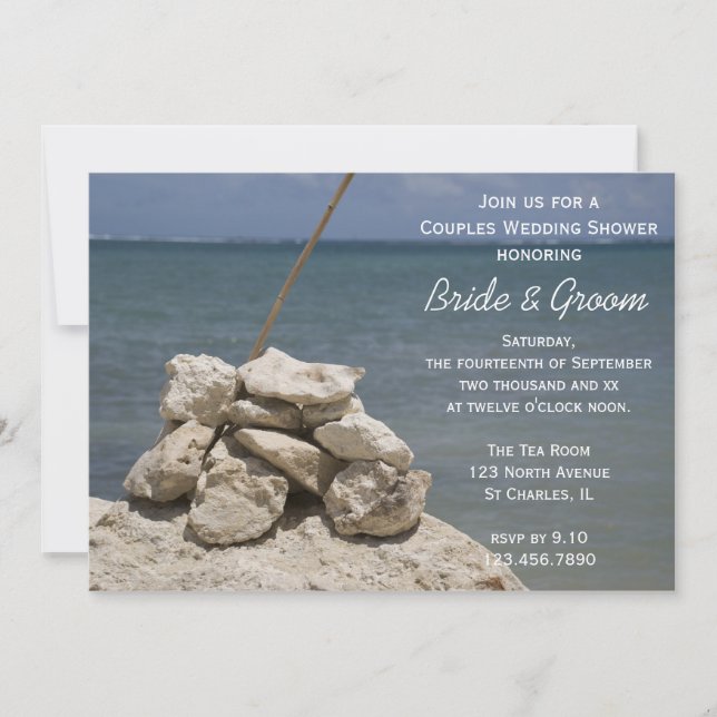 Rocks on Beach Couples Wedding Shower Invitation (Front)