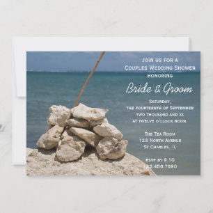 Rocks on Beach Couples Wedding Shower Invitation