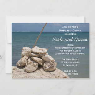 Rocks on Beach Wedding Rehearsal Dinner Invitation