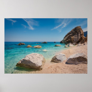 Rocks on Cala Mariolu beach on Sardinia, Italy Poster