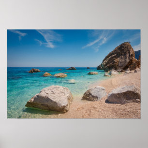 Rocks on Cala Mariolu beach on Sardinia, Italy Poster