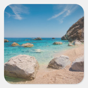 Rocks on Cala Mariolu beach on Sardinia, Italy Square Sticker