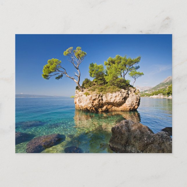 Rocks, sea and a tiny island postcard (Front)