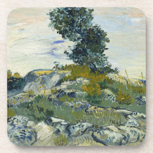 Rocks with Oak Tree, Van Gogh Oil Painting Coaster