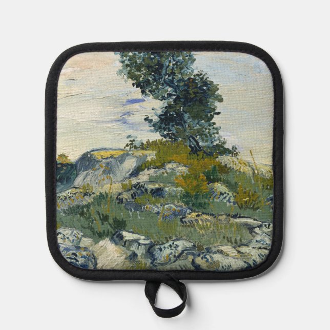 Rocks with Oak Tree, Van Gogh Oil Painting Pot Holder (Front)