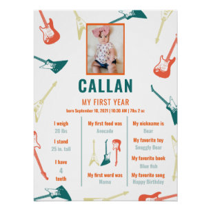 Rockstar 1st Birthday Milestone Poster