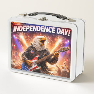 Rockstar American Eagle Independence Day white met Metal Lunch Box