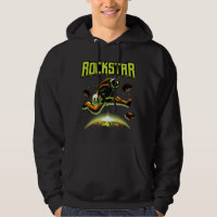 Rockstar astronaut playing guitar in space hoodie