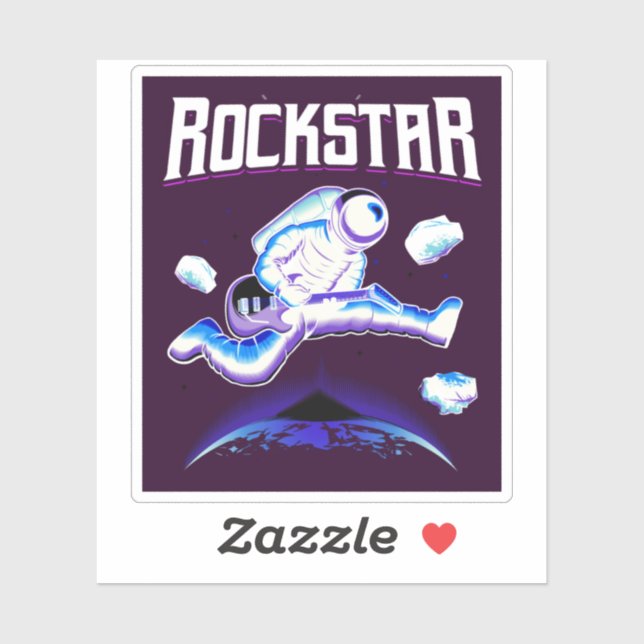 Rockstar astronaut playing guitar in space sticker (Sheet)