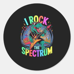 Rockstar Autism I Rock The Spectrum Teacher Respec Classic Round Sticker