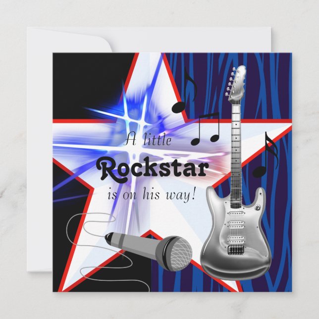 Rockstar Baby Boy Shower Invitation (Front)