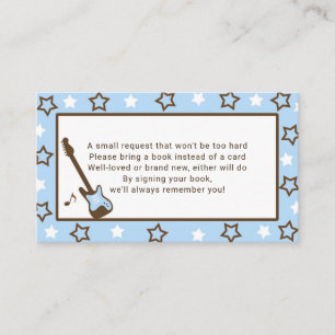 Rockstar baby shower book request - blue business card