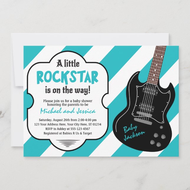 Rockstar Baby Shower Invitation | Rock a Bye Baby (Front)