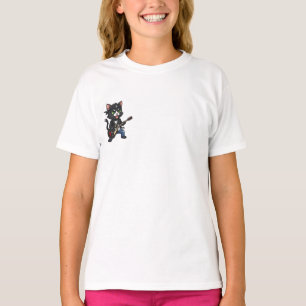 Rockstar Black Cat Guitarist Kids T-Shirt