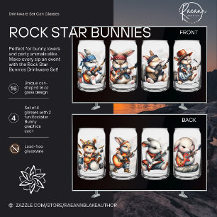 Rockstar Bunnies Drinkware Set Can Glass