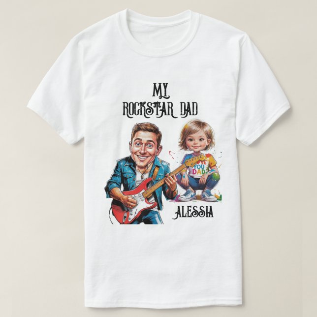 Rockstar Caricatures Dad and child with guitar T-Shirt (Design Front)