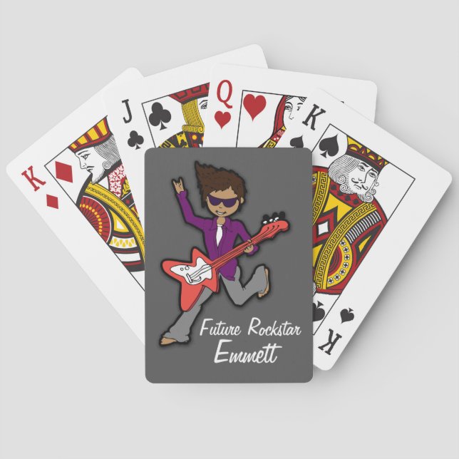 Rockstar cartoon boy name musical playing cards (Back)