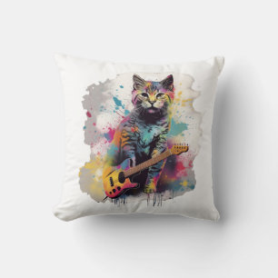 rockstar cat cat lover design cushion