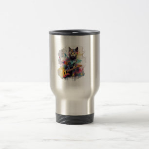 rockstar cat cat lover design  travel mug