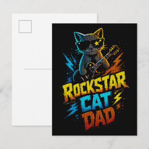 Rockstar Cat Dad Guitar Lover Postcard
