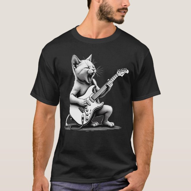Rockstar Cat Guitar Shredder Tee (Front)