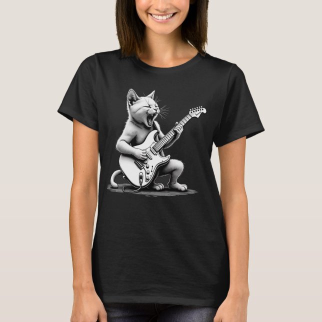 Rockstar Cat Guitar Shredder Tee (Front)