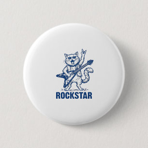 Rockstar Cat Guitar Vintage Engraving Shirt Design 6 Cm Round Badge