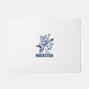 Rockstar Cat Guitar Vintage Engraving Shirt Design Doormat