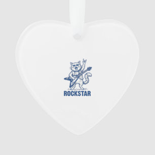 Rockstar Cat Guitar Vintage Engraving Shirt Design Ornament