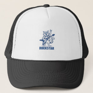 Rockstar Cat Guitar Vintage Engraving Shirt Design Trucker Hat