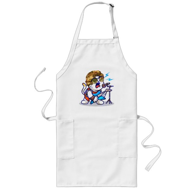 Rockstar Cat | Musician Long Apron (Front)
