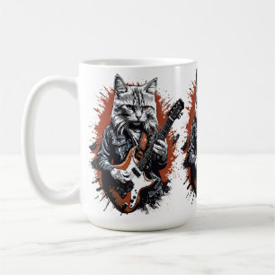 Rockstar Cat Shredding Guitar Coffee Mug