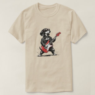 Rockstar Dachshund Electric Guitar Art T-Shirt