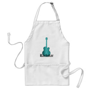 Rockstar Damask Guitar Apron, Turquoise Standard Apron