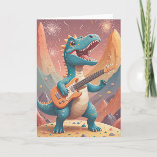 Rockstar Dino Birthday Bash Card