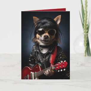 Rockstar Dog Birthday, Funny Dog, Music Theme Card