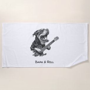 Rockstar Dog Guitar – Vintage Music Animal Beach Towel