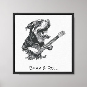 Rockstar Dog Guitar – Vintage Music Animal Canvas Print