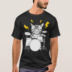 Rockstar Drummer Cat On Cat T-Shirt
