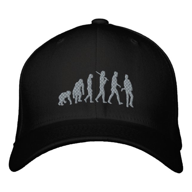 Rockstar Evolution Musician Evolution Rock Music Embroidered Hat (Front)