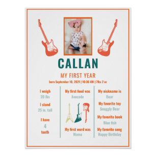 Rockstar First Birthday Milestone Poster