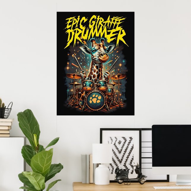 Rockstar Giraffe Poster - Music Room Decor Gift (Home Office)
