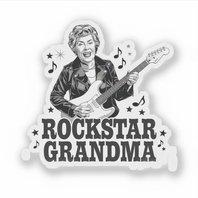 Rockstar Grandma  – Fun and Retro Music Design (Front)