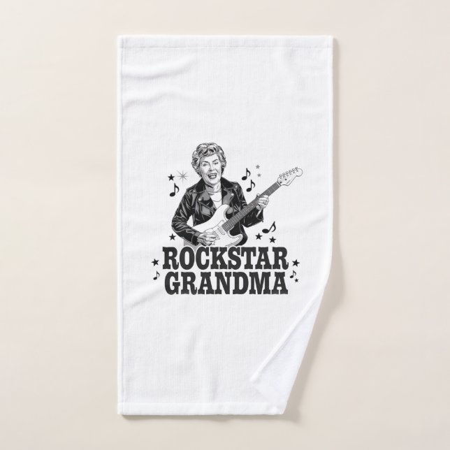 Rockstar Grandma  – Fun and Retro Music Design Hand Towel (Hand Towel)